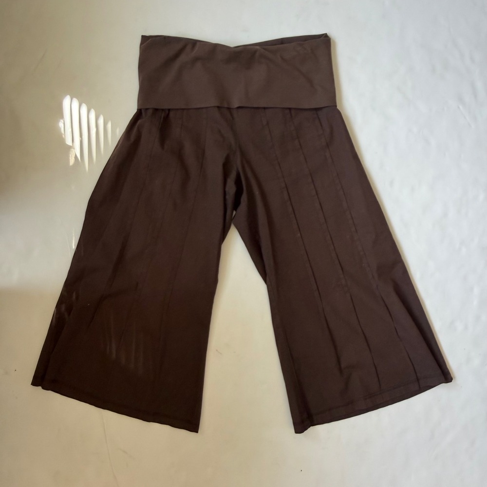 XCVI Wearables Brown Wide Leg Gaucho Foldover Cropped Palazzo Capris Boho Small